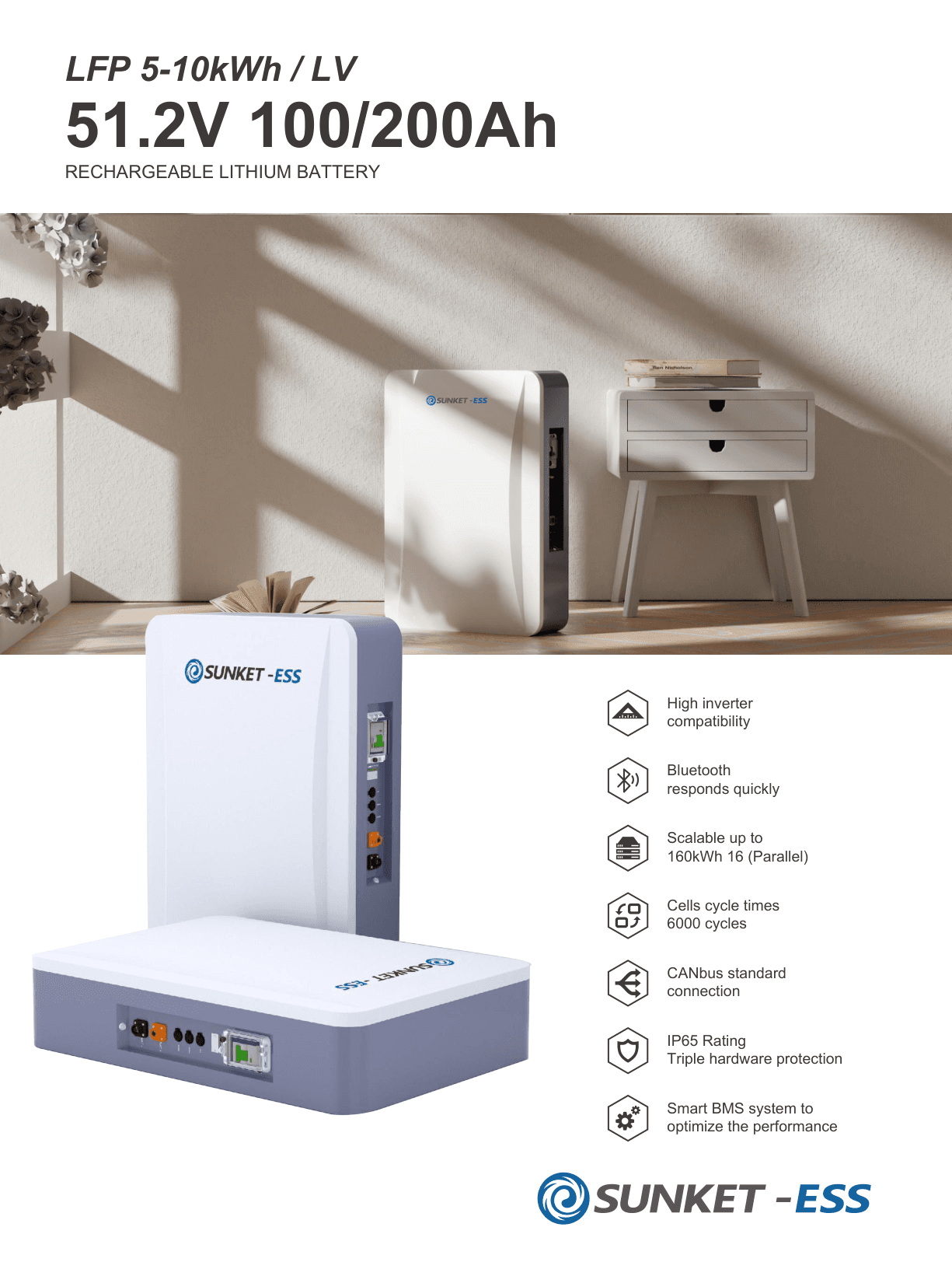 LFP 5-10kWh low-voltage wall battery datasheet preview