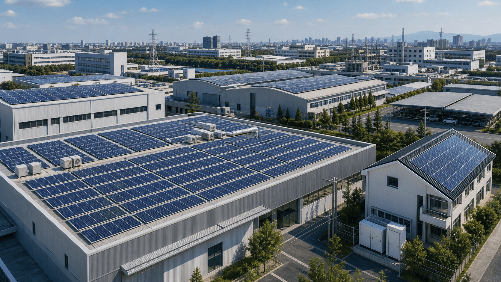 Residential rooftop solar project scene representing the Los Angeles grid-tied application reference