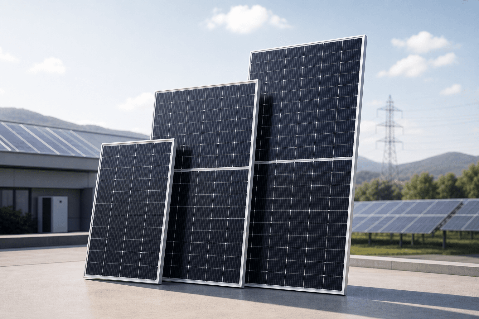 Photorealistic premium BC solar module portfolio in an advanced clean-energy project environment